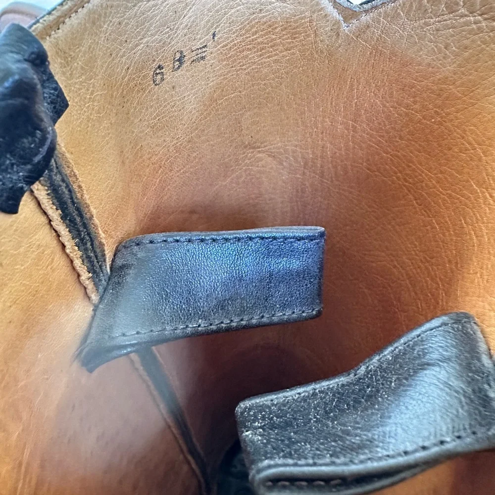 Calleen Cordero women’s black cowboy boot w/ brass diamond embellishment Size 6 - Picture 9 of 13